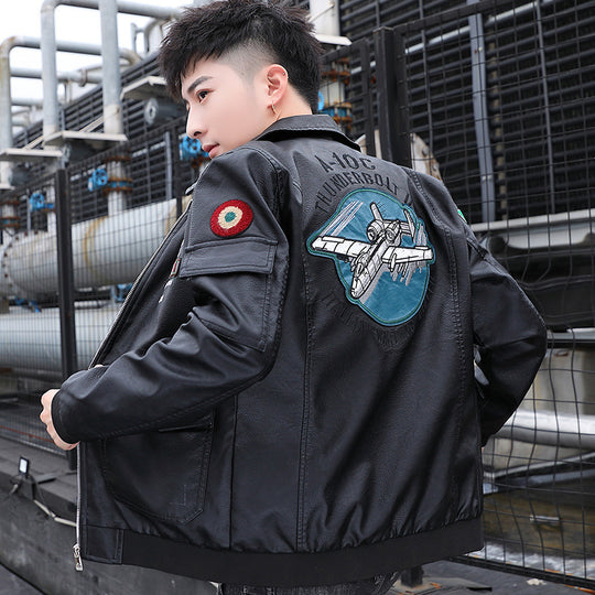 Herren Aviator‑Bomberjacke im Military‑Style mit großem Rückenpatch und Ärmeltasche Nord Taschen