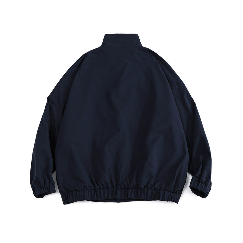Herren Weit geschnittene leichte Windjacke mit hohem Stehkragen und elastischem Saum Nord Taschen