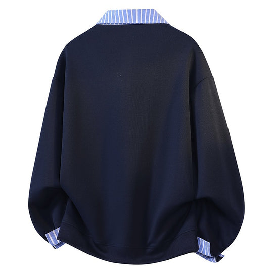 Damen Oversize-Sweatshirt mit Hemdkragen & Halbzip im Lagenlook Nord Taschen