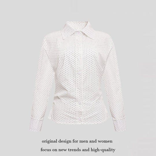 Damen Figurnahes Langarm-Blusenhemd mit Polka-Dot‑Muster und taillierten Abnähern Nord Taschen