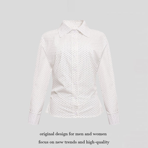 Damen Figurnahes Langarm-Blusenhemd mit Polka-Dot‑Muster und taillierten Abnähern Nord Taschen