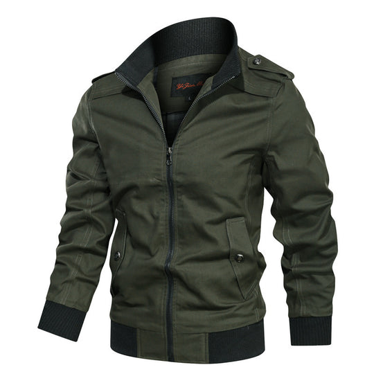 Herren  leichte Canvas-Urbanjacke im Bomberstil mit hochschließendem Rippenkragen und verdecktem Zwei-Wege-Reißverschluss Nord Taschen