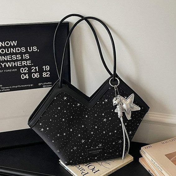 Damen asymmetrische Handtasche mit funkelndem Sternenmotiv Nord Taschen