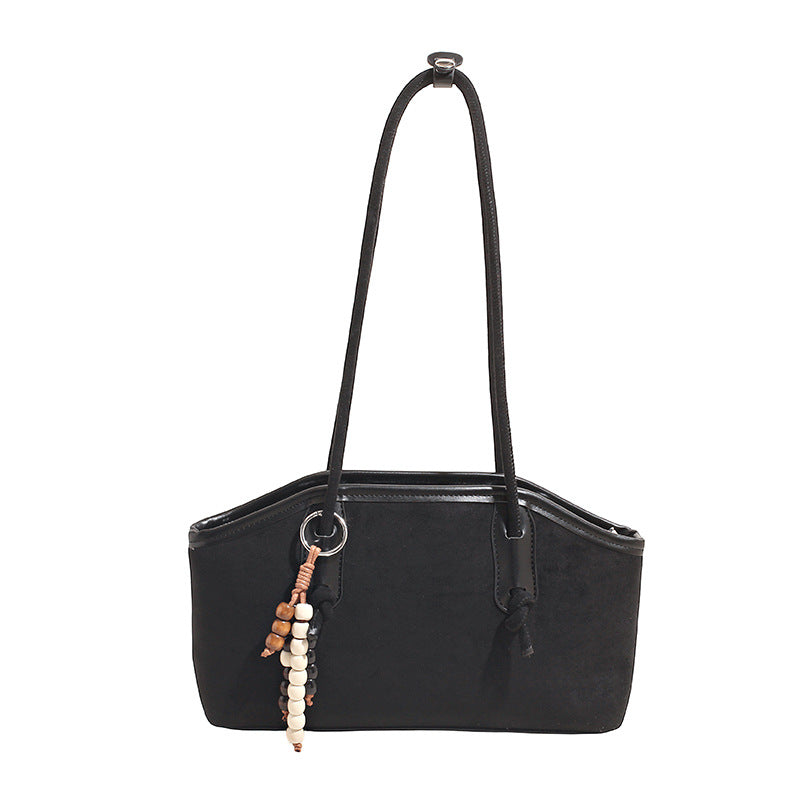 Damen modische Henkeltasche aus weichem Wildleder mit dekorativen Perlen Nord Taschen