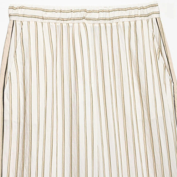 Damen Weite High‑Waist Palazzohose mit vertikalem Streifenmuster und elastischem Bund Nord Taschen