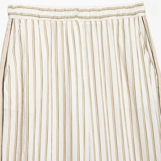 Damen Weite High‑Waist Palazzohose mit vertikalem Streifenmuster und elastischem Bund Nord Taschen