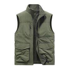 Herren robuste Canvas-Utility-Weste mit multifunktionalen Außentaschen und hohem Stehkragen Nord Taschen