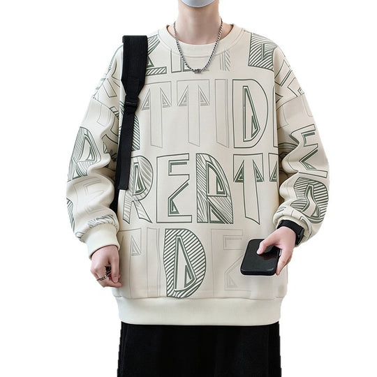 Herren Oversized-Sweatshirt mit großflächigem Lettering-Print und geripptem Saum Nord Taschen