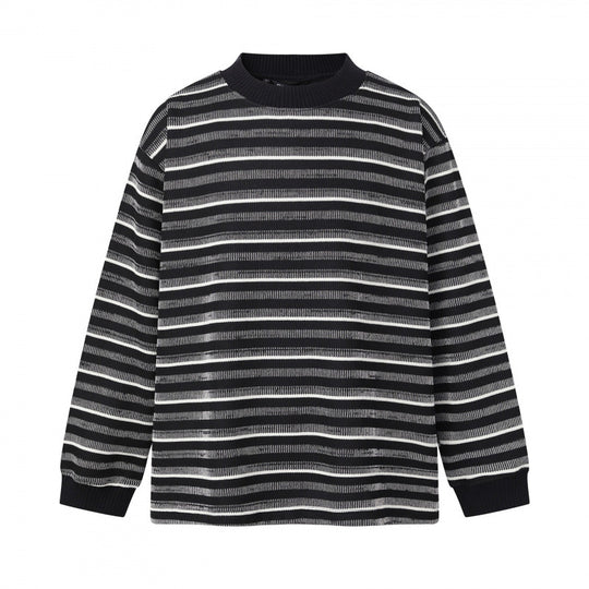 Unisex Feinstrickpullover im Boxy-Schnitt mit Rundhals und maritimen Streifen Nord Taschen