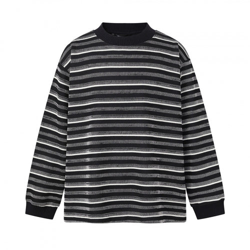 Unisex Feinstrickpullover im Boxy-Schnitt mit Rundhals und maritimen Streifen Nord Taschen