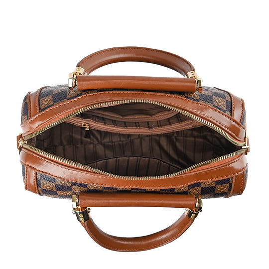 Damen Handtasche mit luxuriösem Karomuster und abnehmbarem Schulterriemen Nord Taschen