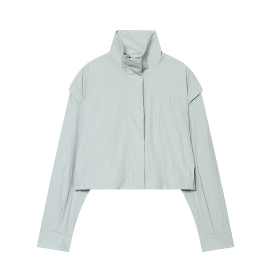 Damen Gekürzte technische Stehkragenjacke mit verdeckter Front Nord Taschen