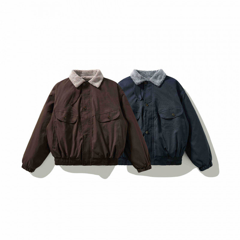 Herren Boxy-Utility-Bomberjacke mit Sherpa-Kragen und verdeckter Druckknopfleiste Nord Taschen