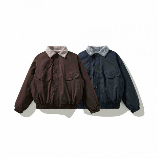 Herren Boxy-Utility-Bomberjacke mit Sherpa-Kragen und verdeckter Druckknopfleiste Nord Taschen