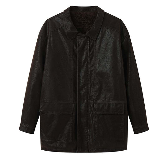 Damen Oversized Lederoptik-Fliegerjacke mit Teddyfutter und Metallreißverschluss Nord Taschen
