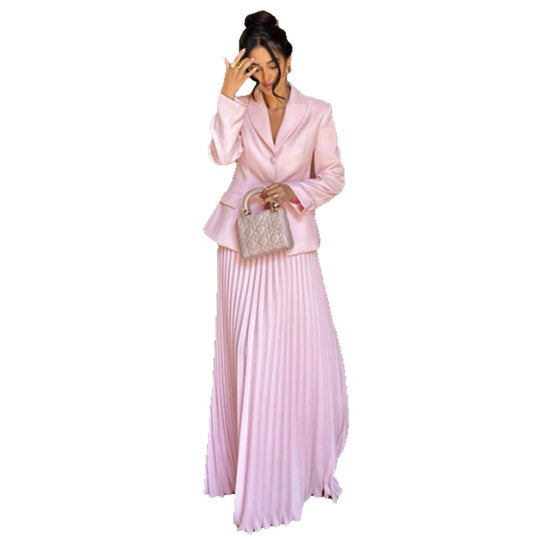 Damen Tailliertes Blazer‑und Midirock‑Set mit Plissee‑Rock & Bindegürtel Nord Taschen