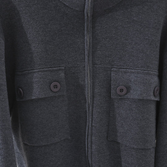 Damen Kurze strukturierte Strickjacke mit Stehkragen, Metallreißverschluss & Brusttaschen Nord Taschen