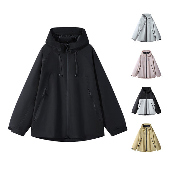 Unisex Wasserabweisende zweifarbige Softshell-Jacke mit Kapuze Nord Taschen