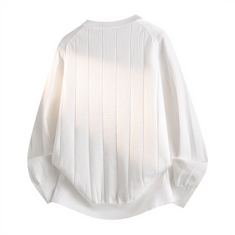 Unisex Oversized Strukturierter Henley-Strickpullover mit vertikaler Rippenstruktur und halber Knopfleiste Nord Taschen