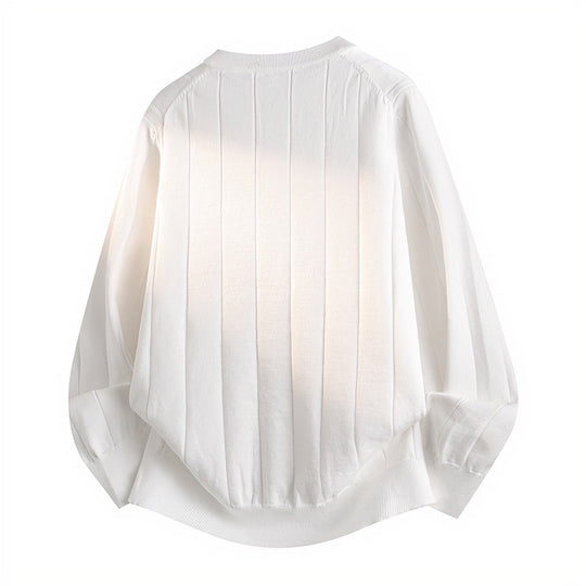 Unisex Oversized Strukturierter Henley-Strickpullover mit vertikaler Rippenstruktur und halber Knopfleiste Nord Taschen