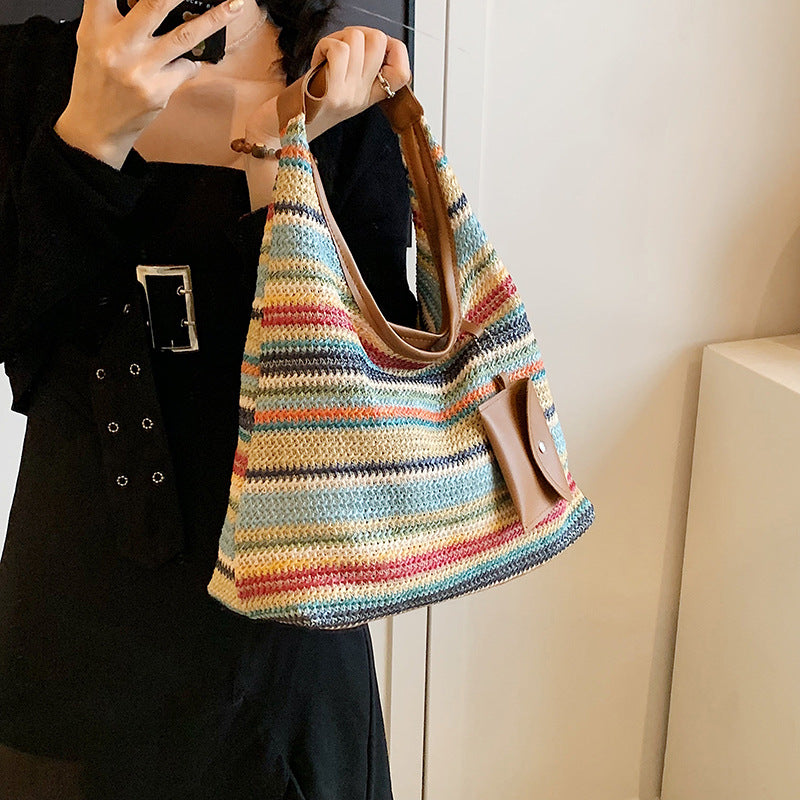 Nord Taschen | für Damen - Bunte Schultertasche aus Baumwolle mit praktischer Zusatztasche