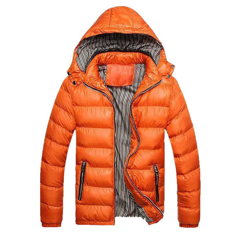 Herren Glänzende gesteppte Kapuzenjacke mit Thermo-Polsterung und gestreiftem Innenfutter Nord Taschen