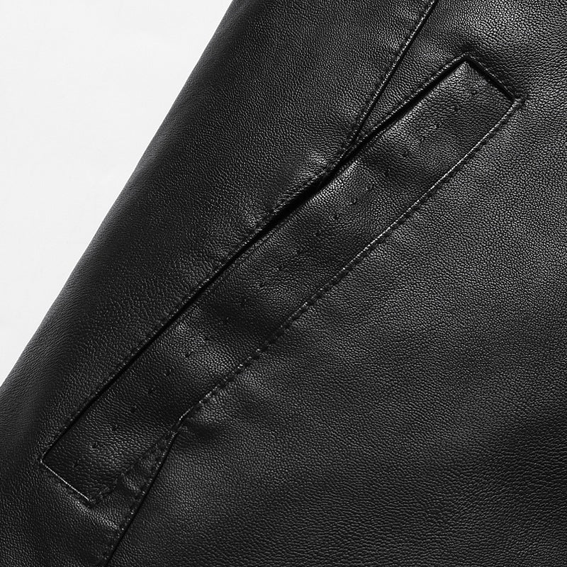 Herren Schlichte Kunstleder-Cityjacke mit Stehkragen, Zweiwege-Reißverschluss & Eingrifftaschen Nord Taschen