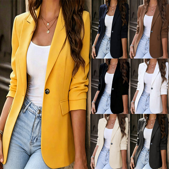 Damen Taillierter Ein-Knopf-Blazer mit Pattentaschen und schmaler Silhouette Nord Taschen