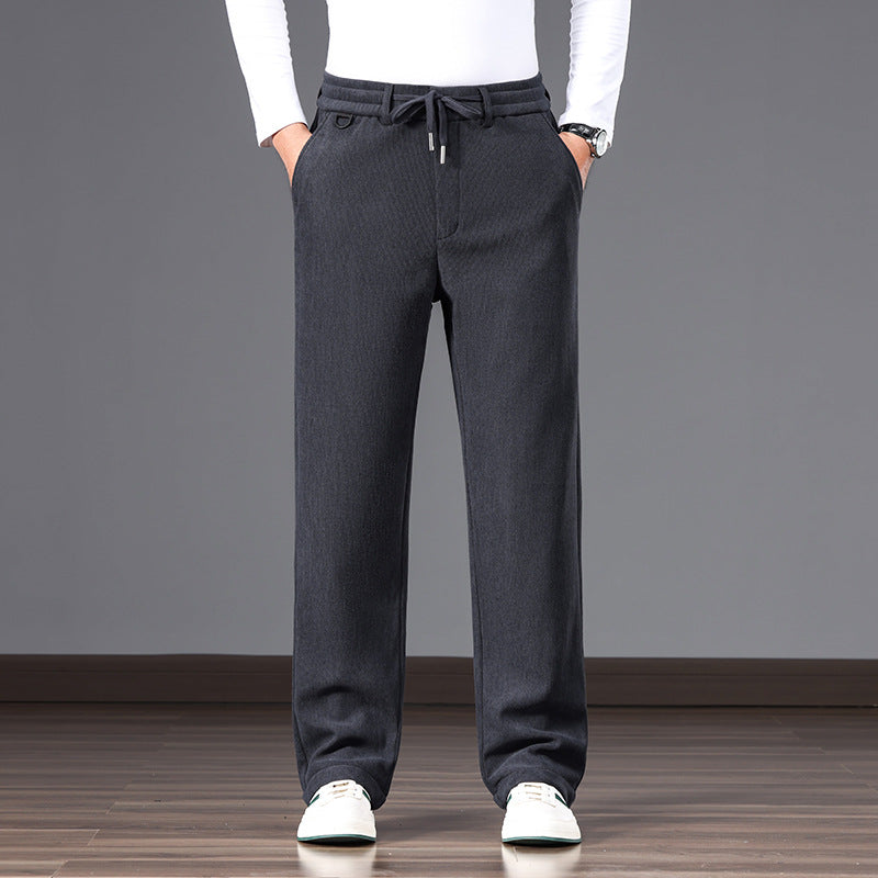 Herren Lässige Relaxed-Fit Baumwoll-Mix Freizeithose mit Kordelzug und geradem Bein Nord Taschen