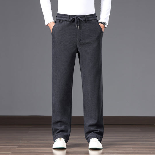 Herren Lässige Relaxed-Fit Baumwoll-Mix Freizeithose mit Kordelzug und geradem Bein Nord Taschen