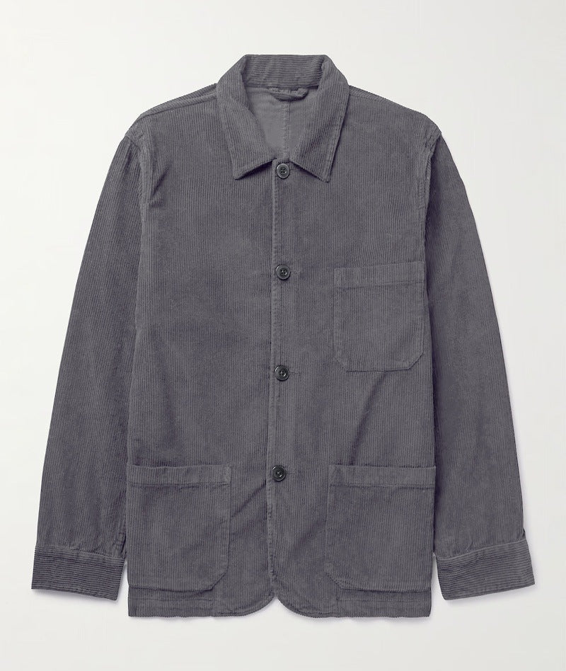 Herren Cord-Workerjacke mit Hemdkragen und aufgesetzten Taschen Nord Taschen