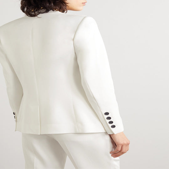 Damen Zweiteiliges Tailoring-Set aus Stretchkrepp mit offenem Longblazer und verkürzter Zigarettenhose Nord Taschen