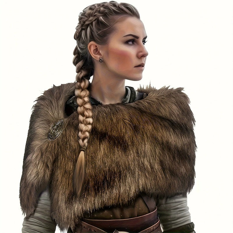 Damen Schulterstola aus Kunstpelz im rustikalen Fell‑Look mit Lederriemen Nord Taschen