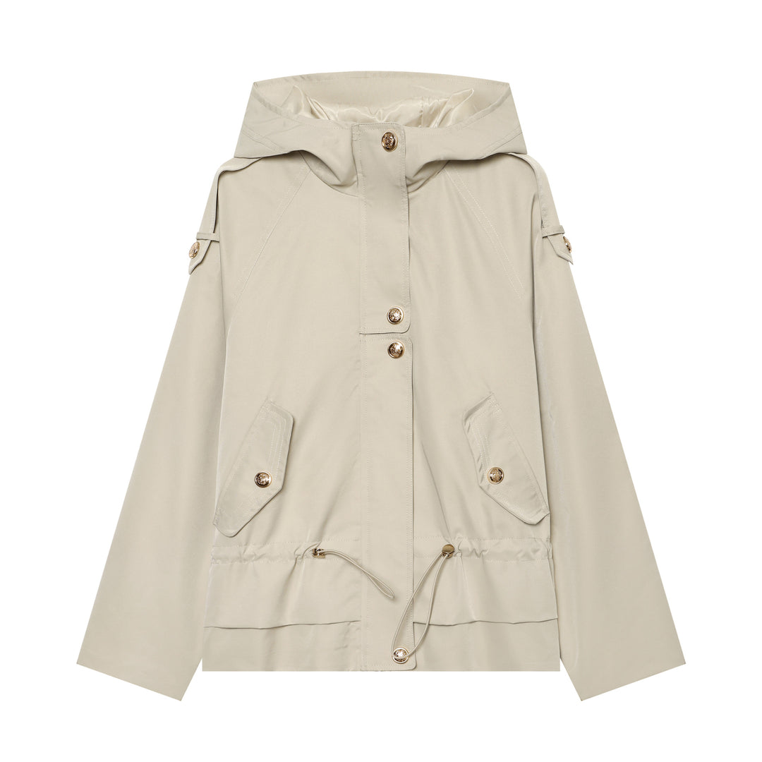 Damen leichter taillierbarer Kapuzen‑Parka mit Tunnelzug, Pattentaschen und Knopfleiste Nord Taschen