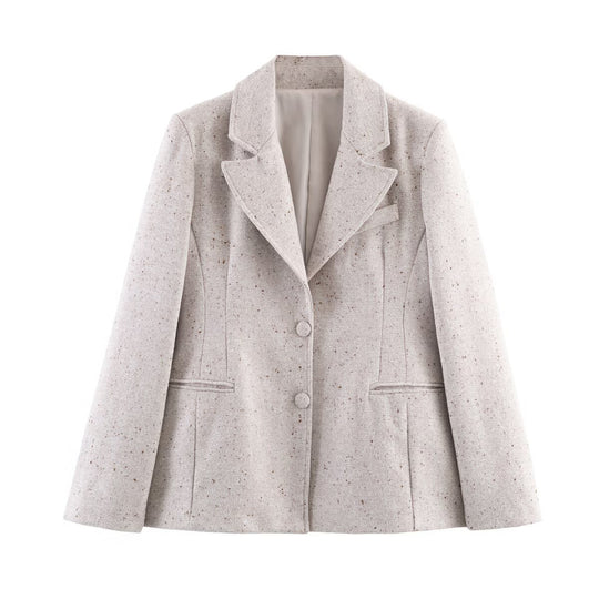 Damen Kurzblazer im Tweed‑Look mit taillierter Schnittführung Nord Taschen