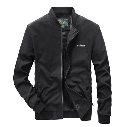 Herren minimalistischer Nylon-Flightblouson mit hohem Rippkragen, leicht wattiert und wasserabweisend Nord Taschen