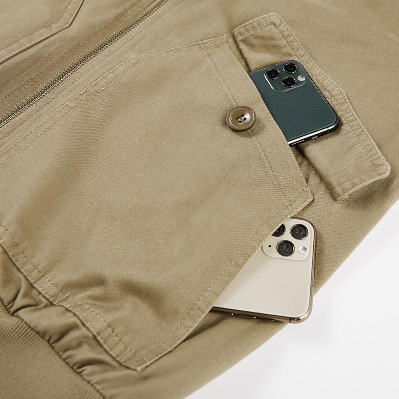 Herren Leichte Flight-Bomberjacke im Utility-Canvas mit Ärmeltasche und aufgesetzten Klappentaschen Nord Taschen