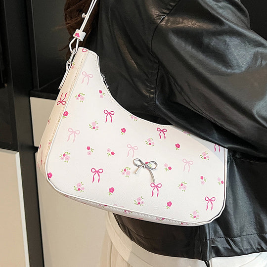 Damen Umhängetasche mit floralen Applikationen und verspieltem Schleifenverschluss Nord Taschen