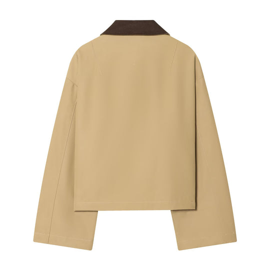 Damen Kurze Oversize-Harringtonjacke mit Kontrastkragen und aufgesetzten Taschen Nord Taschen