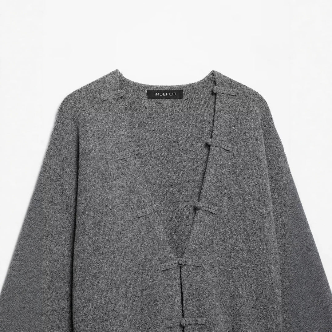 Damen Grobgestrickter Cardigan mit Knebelverschlüssen und kastiger Silhouette Nord Taschen
