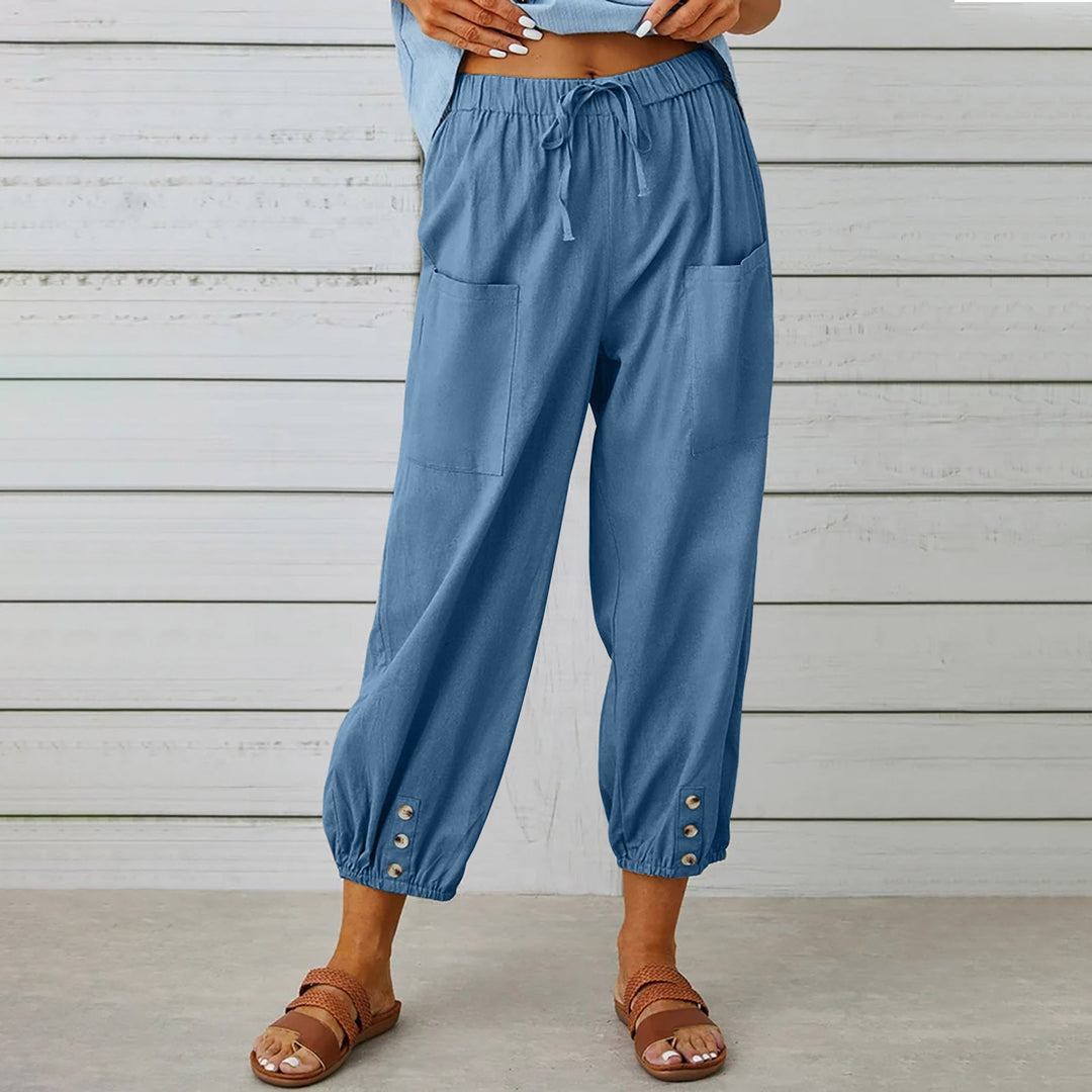 Damen modische Freizeit-Hose mit praktischen Taschen und elastischen Bündchen