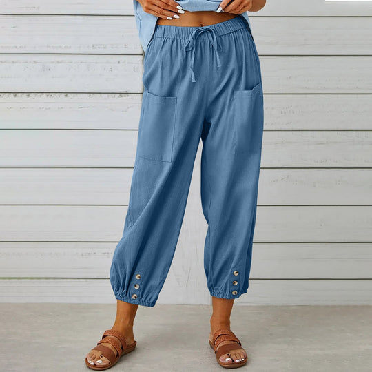 Damen modische Freizeit-Hose mit praktischen Taschen und elastischen Bündchen