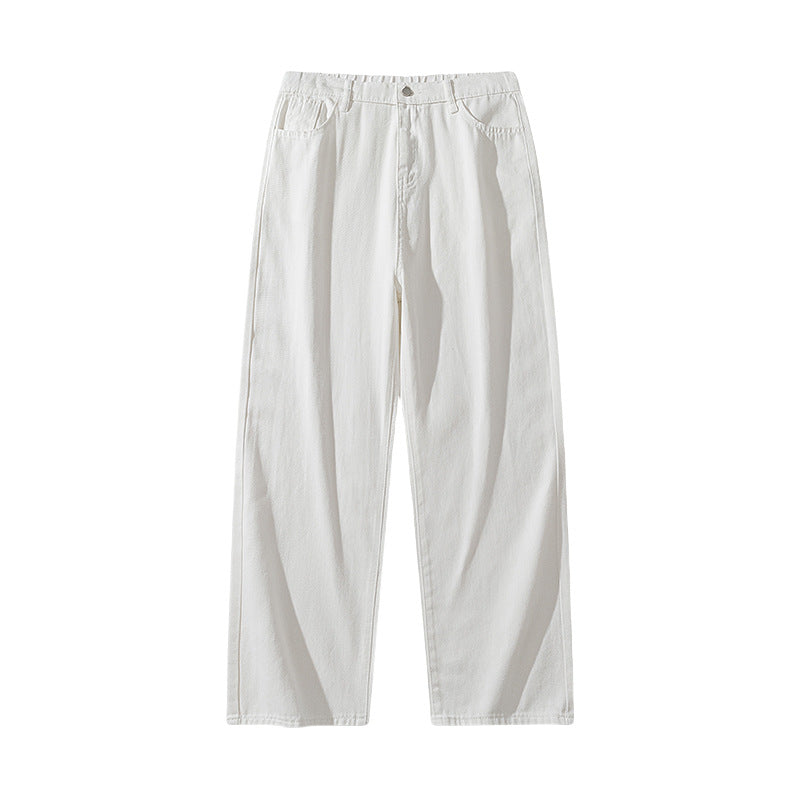Damen High-Waist Jeans mit weitem Bein, geradem Schnitt und elastischem Bund Nord Taschen