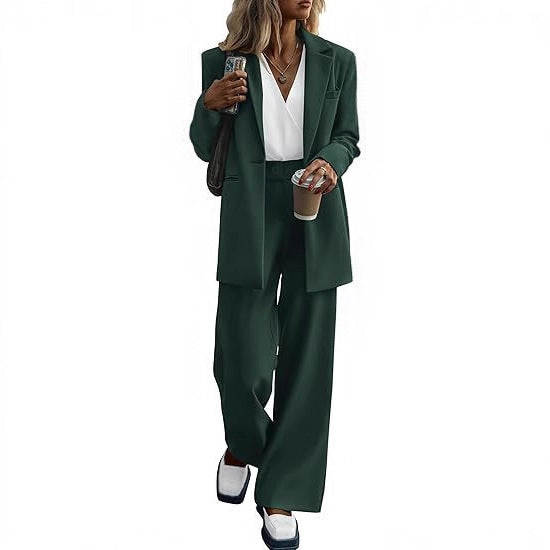 Damen elegantes Anzug-Set mit weitem Hosenbein und modernem Blazer