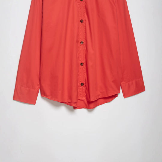 Damen Oversize Hemdjacke mit Stehkragen und durchgehender Knopfleiste Nord Taschen