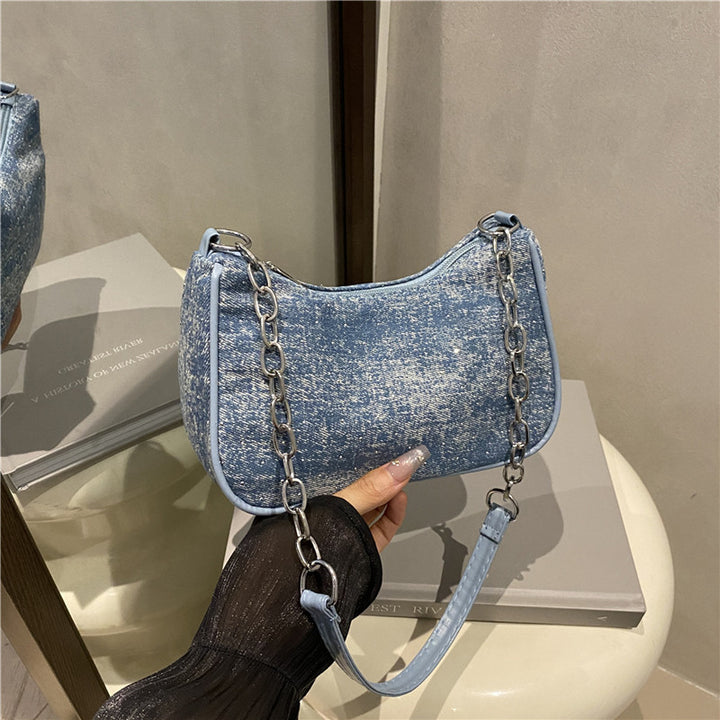 Damen modische Handtasche mit Kettenriemen und Denim-Design Nord Taschen