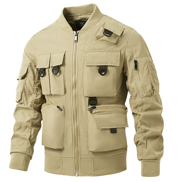 Herren  leichte Multitaschen-Bomberjacke im Pilotstil mit taktischen Schnallen, wasserabweisendem Nylon und elastischem Bund Nord Taschen
