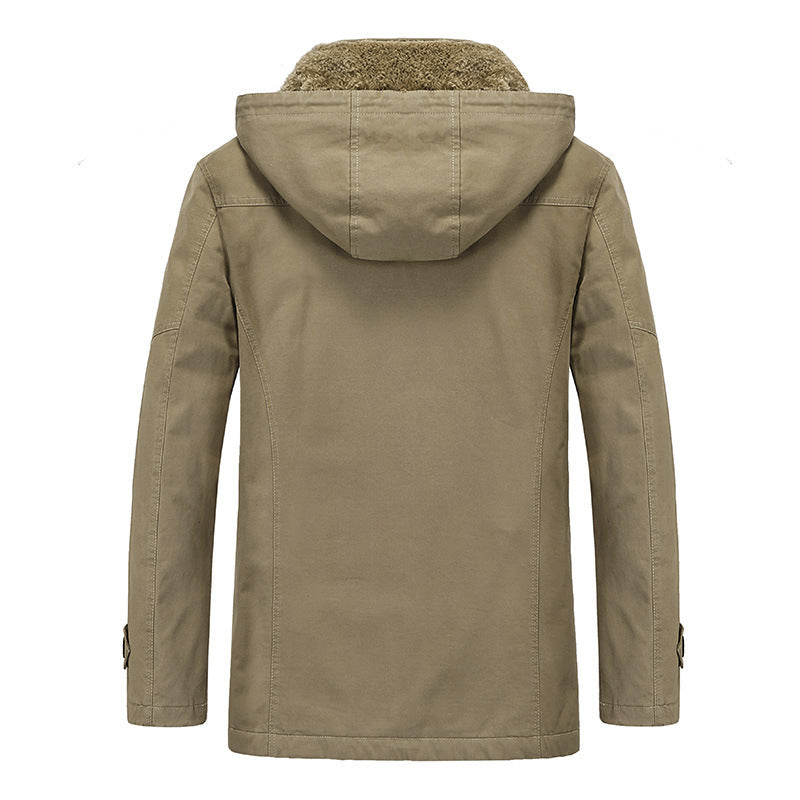 Herren Winddichter Canvas-Parka mit Teddyfleece-Innenfutter, Kapuze und Multifunktionstaschen Nord Taschen