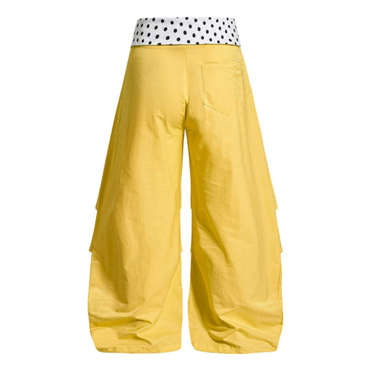 Damen Weite Palazzo-Loungehose mit Umschlagbund, Raffung am Bein und Applikations-Details Nord Taschen