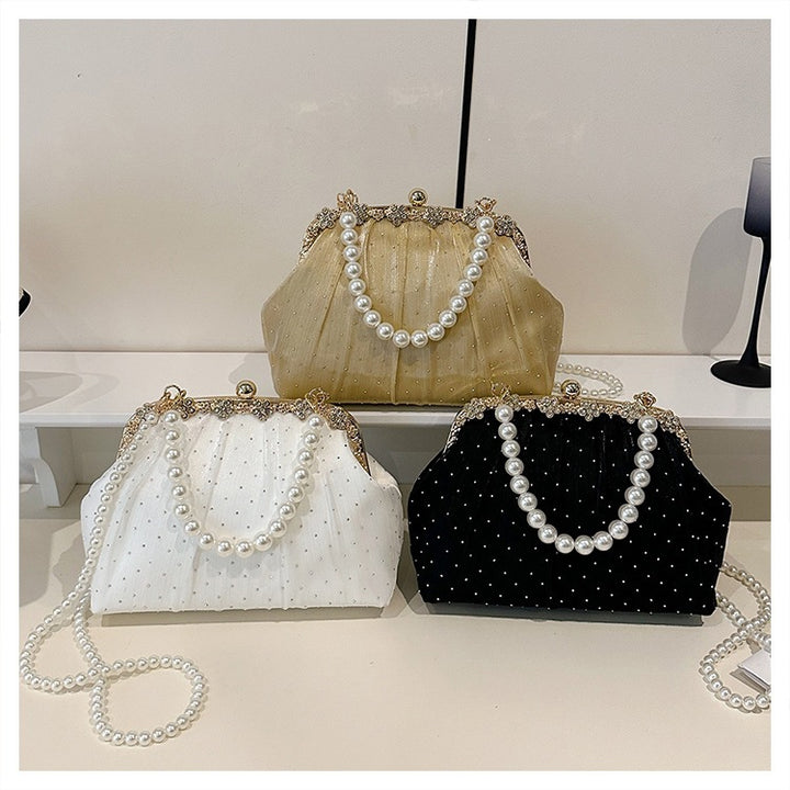 Damen elegante Umhängetasche mit Perlenbesatz Nord Taschen